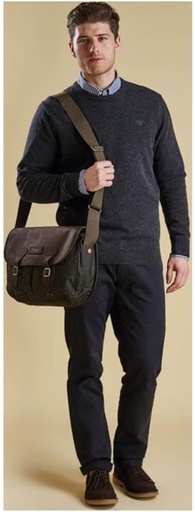 Men's Essential Lambswool Crew Neck Sweater Charcoal
