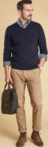 Essential Lambswool V Neck Sweater Heren Navy