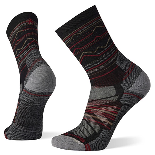 Hike Light Cushion Mountain Range Pattern Crew Socks Black