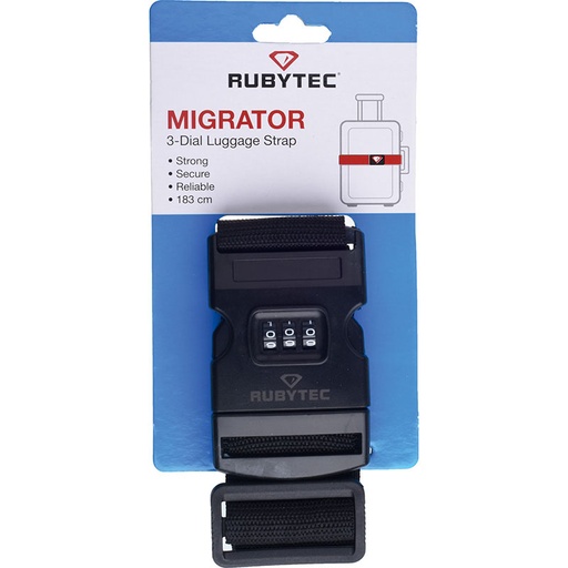 [RU53510] Migrator 3 Dial Luggage Strap Black