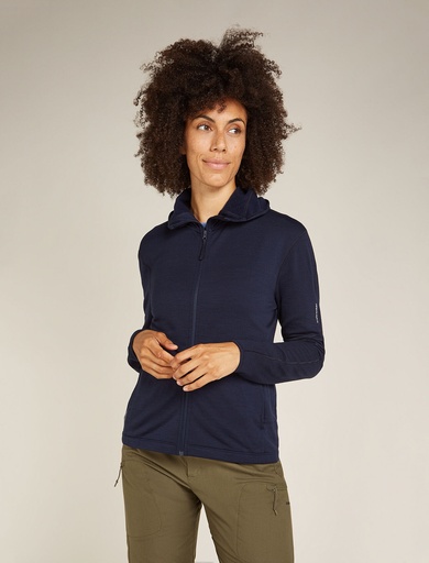 Women's Merino 360 Realfleece Elemental LS Zip Hood Midnight Navy