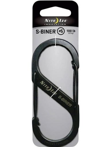 [59NI/SB5-0301] Karabynhaak Dubbel S-Biner - Zwart - Max. 45kg