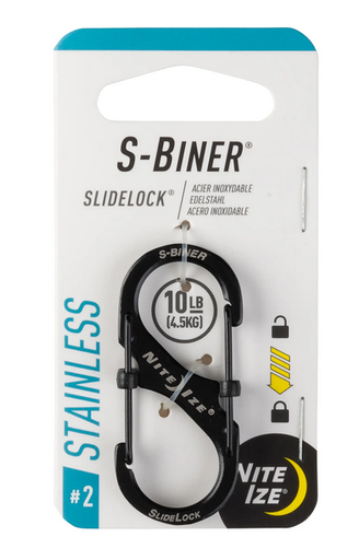 [59NI/LSB2-0301] Karabijnhaak S-Biner SlideLock 2 - Max 4,5 kg Zwart