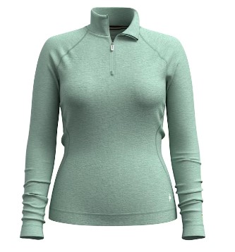 Women's Classic Thermal Merino Base Layer 1/4 Zip Boxed Arctic Green Heather