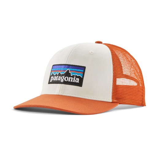 [38289-WHRL-ALL] P-6 Logo Trucker Hat White w/Redtail Rust