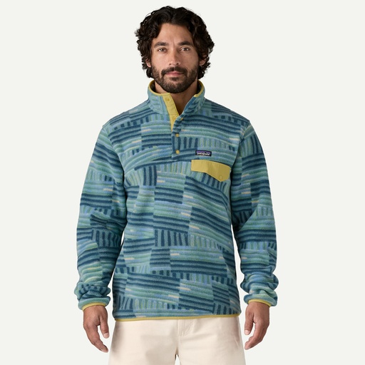 Men's Lightweight Synchilla Snap-T Fleece PullOver Quilty Fitz/Wetland Blue