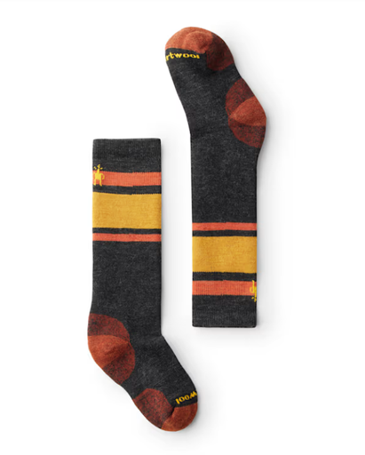 Kids' Wintersport Full Cushion Stripe OTC Socks Charcoal