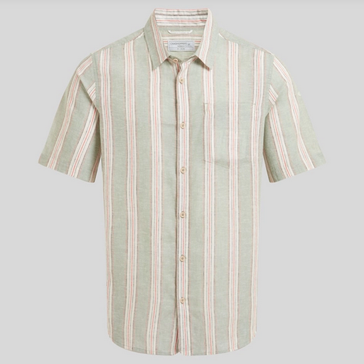 Men's Argino Short Sleeved Shirt Lichen Green Stripe