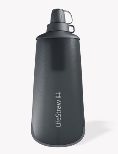 [00104069] Peak Series Collapsible Squeeze Bottle 1L Dark Grey