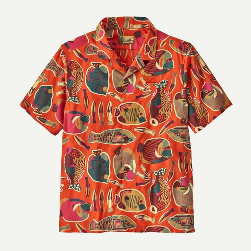 Men's Tidal Threads Camp Shirt Pollinator Orange