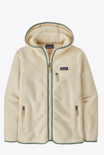 Women's Retro Pile Hoody Natural w/Ellwood Green