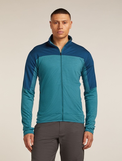 Men's Merino Blend 300 RealFleece™ Descender LS Zip Topaz/Atlantis/Cb