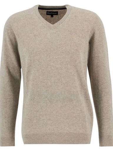 Essential Lambswool V Neck Sweater Heren Washed Stone