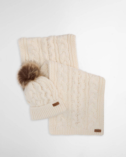 [LGS0025 CR11] Penshaw Beanie & Scarf Gift Set Cloud