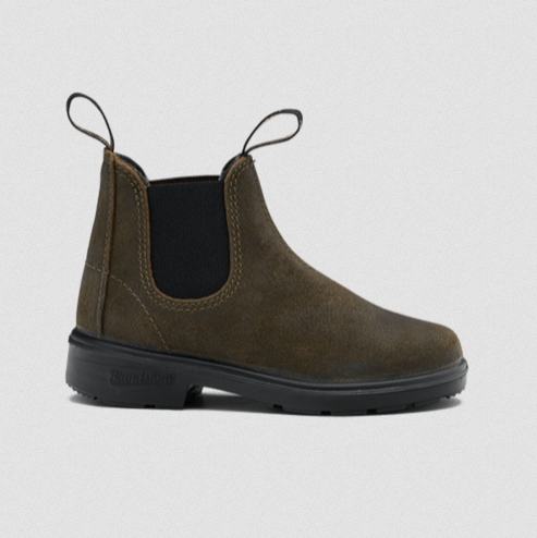 Kids Waxed Suède Dark Olive
