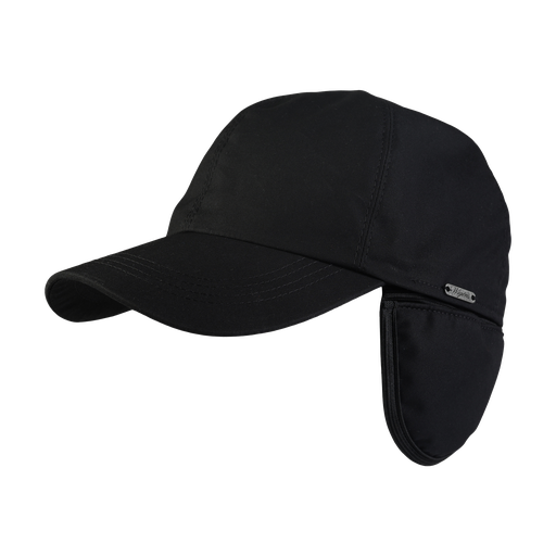 Baseball Cap with Earflap - 100% Cotton Black
