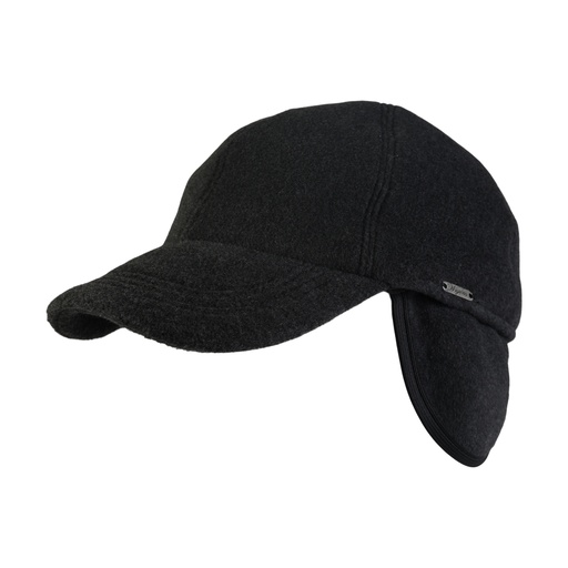 Baseball Cap with Earflap - 100% Polyester Dark Grey Melange