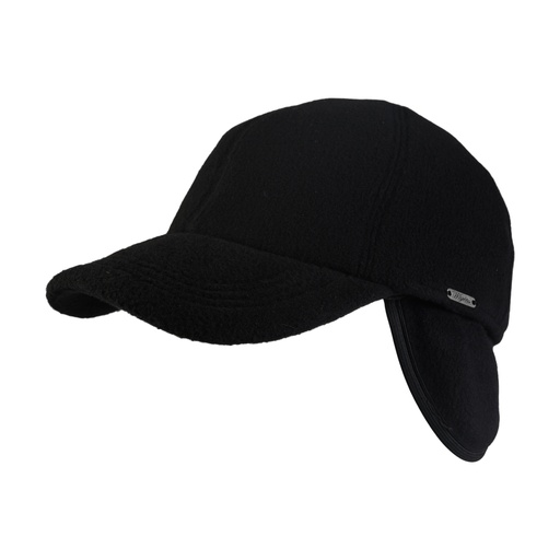 Baseball Cap with Earflap - 100% Polyester Black