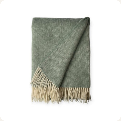 [Ps_HERR_Y01 Tea Green] Herringbone Plaids - 100% Virgin Wool - 140 x 200 cm Tea Green