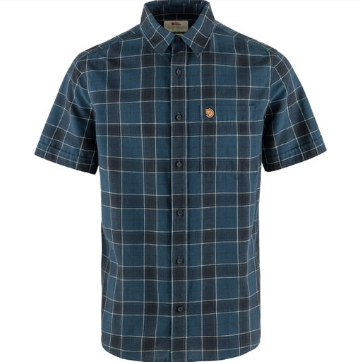 Övik Travel Shirt SS Heren Indigo Blue/Dark Navy