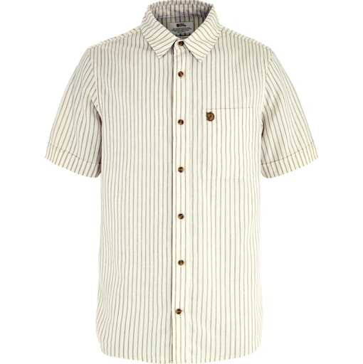 Övik Travel Shirt SS Heren Chalk White/Sand Stone