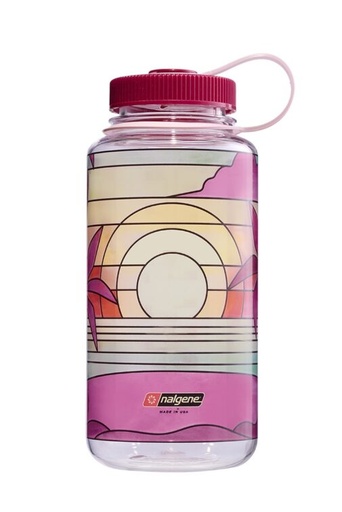[N682023-0215] Drinking Bottle Wide-Mouth 1000 ml Clear Stained Glass Sunset