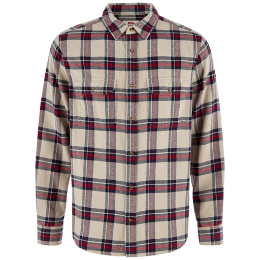 Ovik Heavy Flannel Shirt Light Fossil/Deep Red