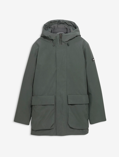 Men's Long Quilted Hooded Parka In Gore-Tex Ardoise