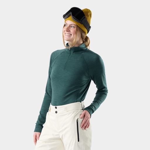 Women's Classic Thermal Merino Base Layer 1/4 Zip Boxed Dark Teal Heather