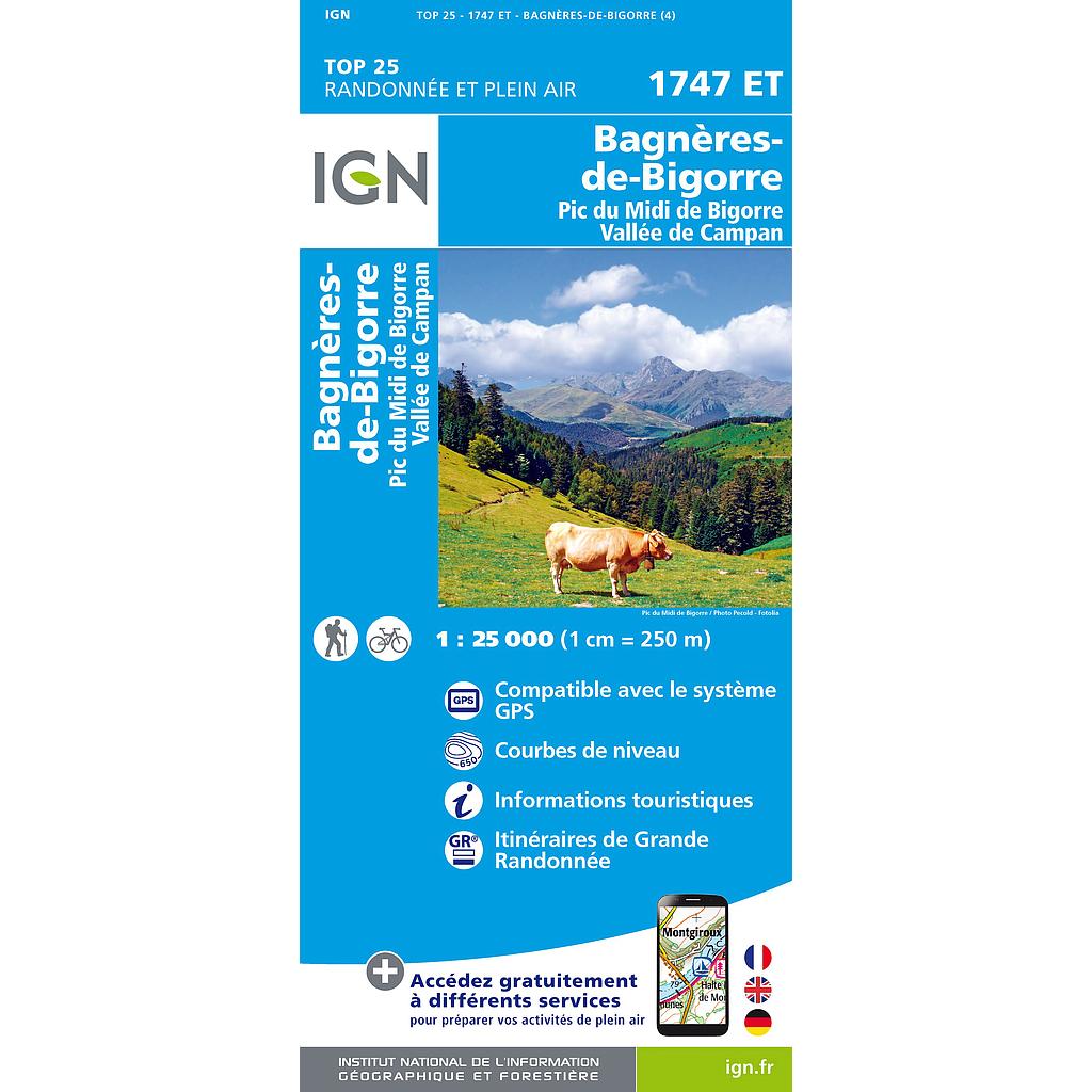 [IGN.1747ET] 1747ET Bagnères-de-Bigorre / Pic du Midi de Bigorre gps - 1/25