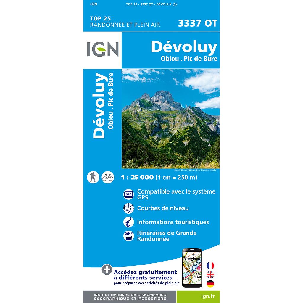 [IGN.3337OT] 3337OT Dévoluy / Obiou / Pic de Bure gps ign - 1/25