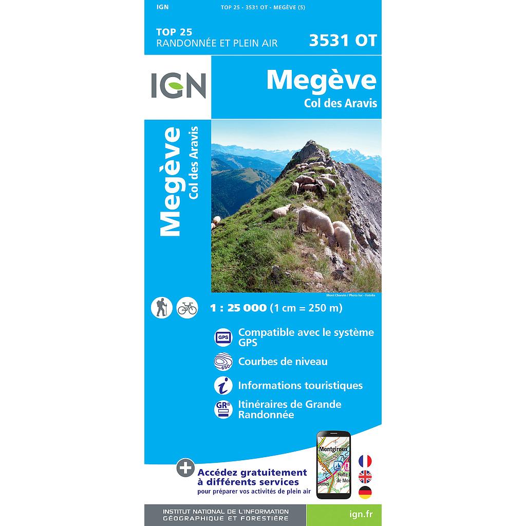 [IGN.3531OT] 3531OT Megève / Col des Aravis gps - 1/25