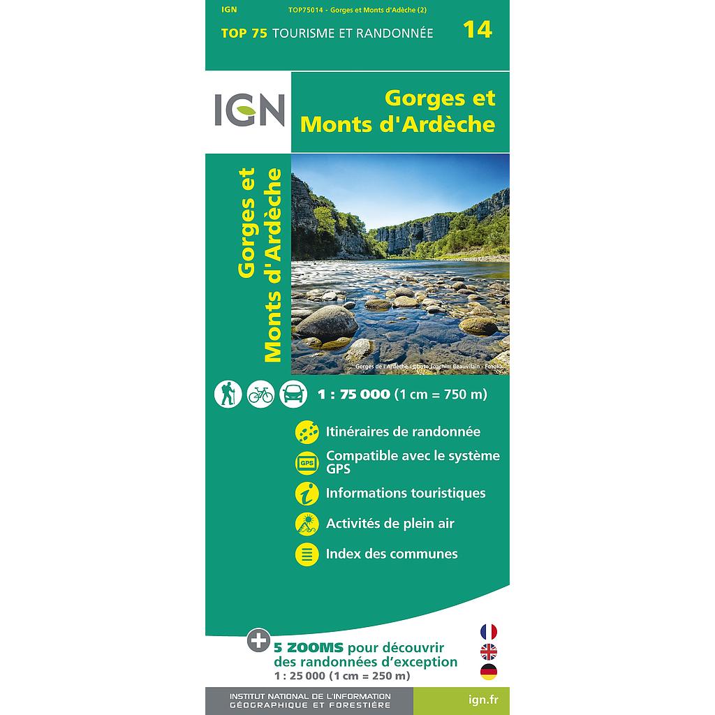 [IGN.75014] 75014 Gorges et Monts d'Ardèche 1:75.000