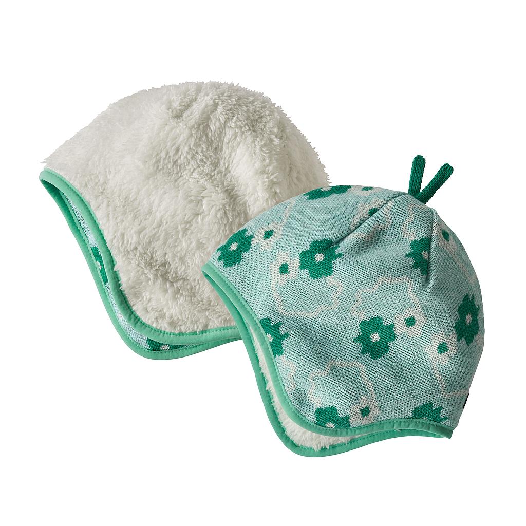 Baby Reversible Beanie Ditsy Detail: Lite Distilled Green