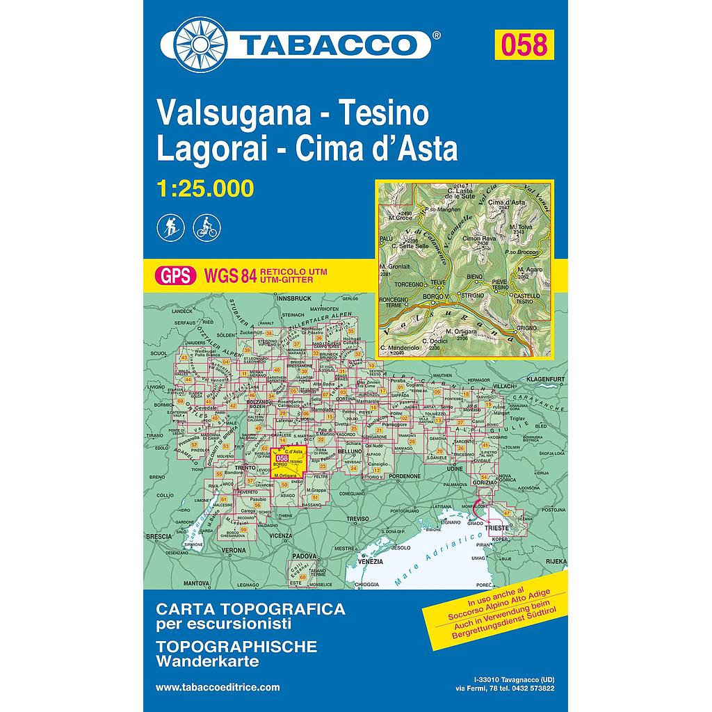 [TAB.058] 058 Valsugana - Tesino - Lagorai - Cima d'Asta - GPS - 1/25