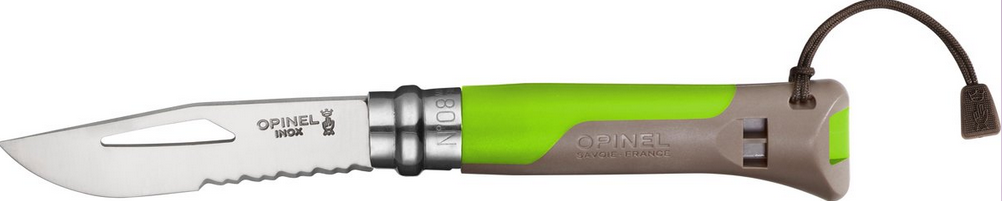 [51OP1715-8 195] Zakmes,Opinel,Outdoor,rvs/groen,Virob,fluit,ds