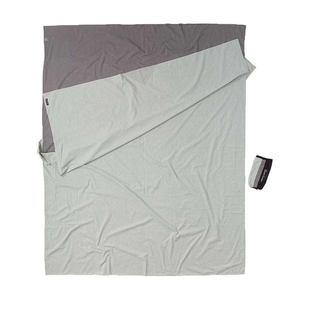 [CCD44/14] Travelsheet Double 100% Cotton Elephant Grey/Cactus Blue