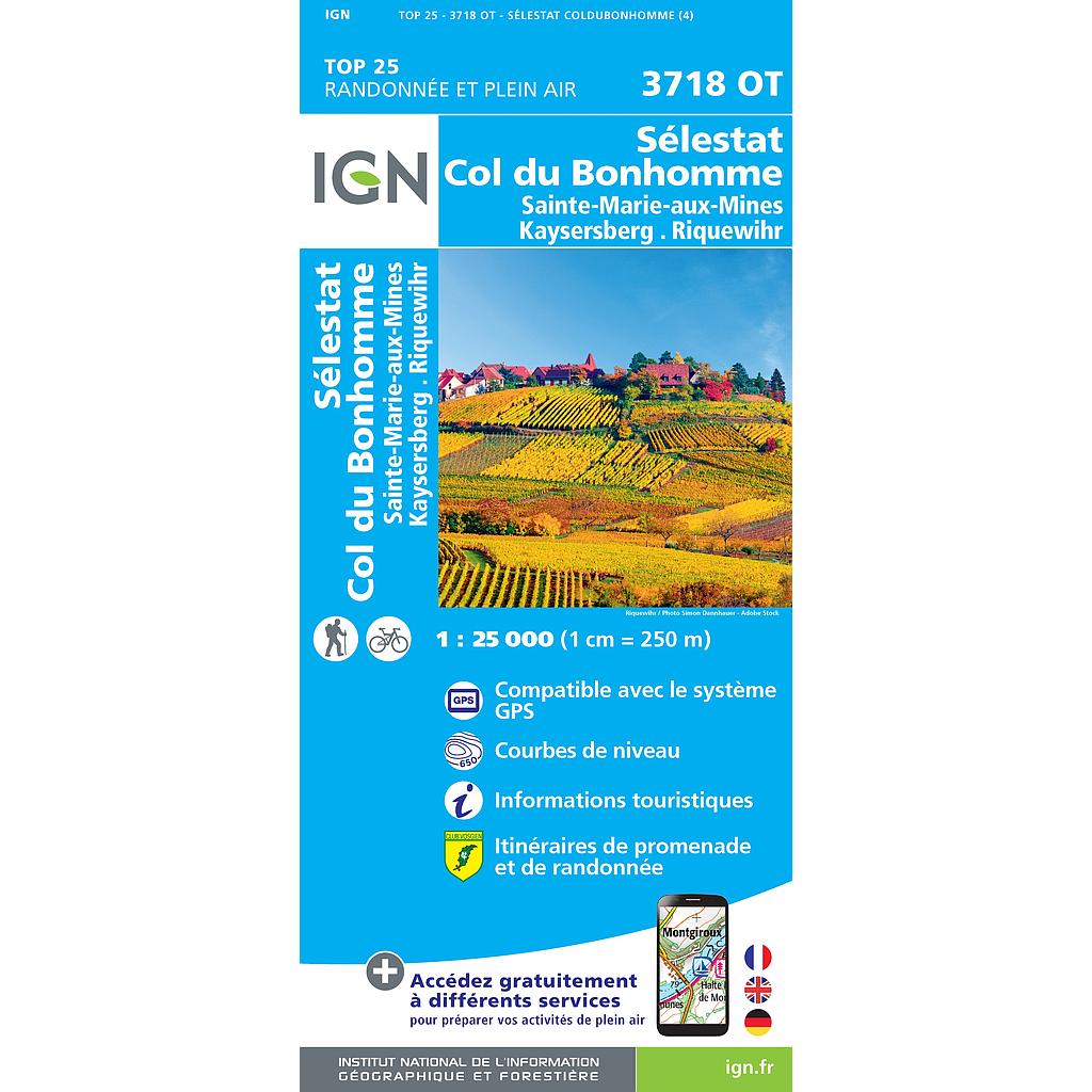 [IGN.3718OT] 3718OT Sélestat / Col du Bonhomme / Ste-Marie-aux-Mines 1:25