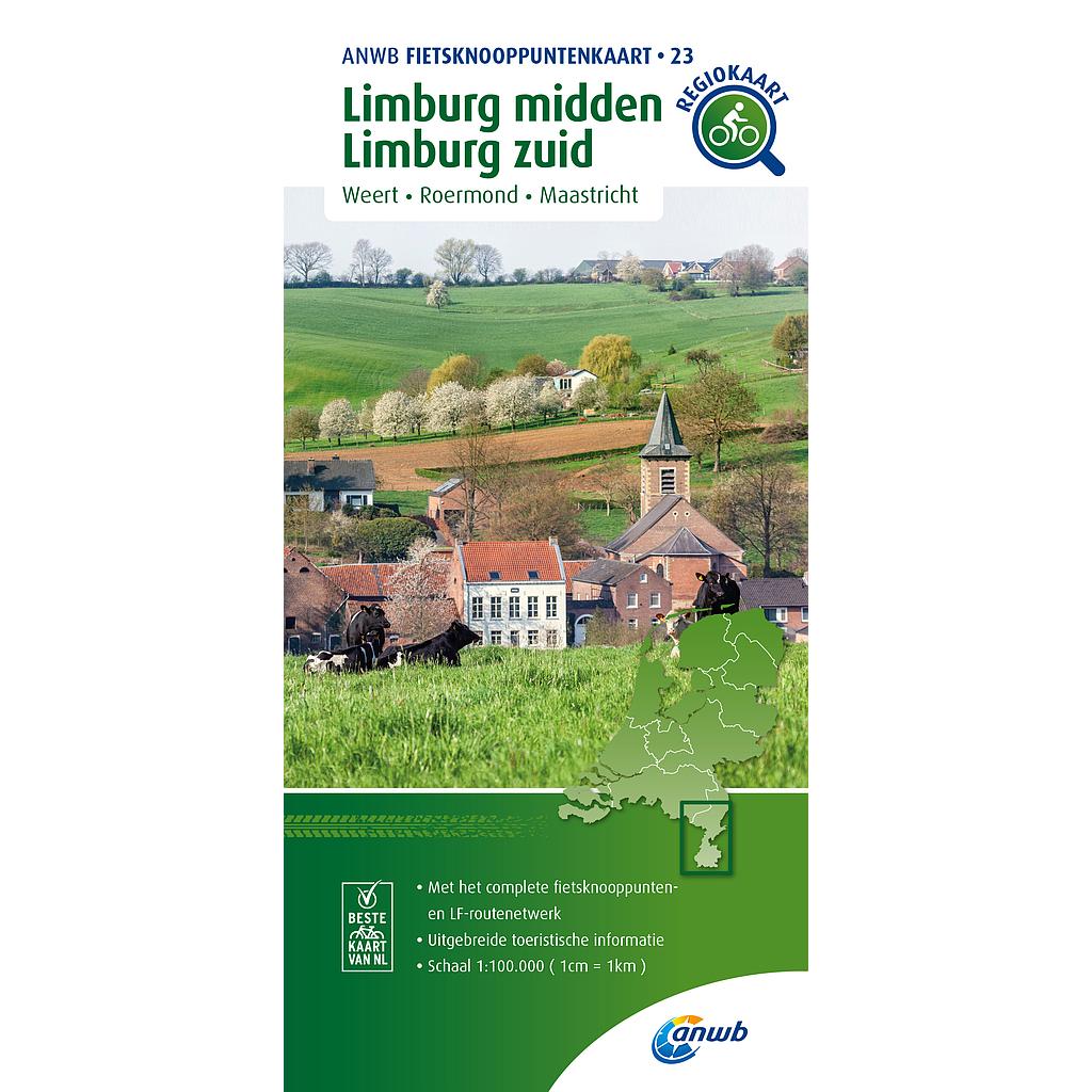 Limburg Midden - Limburg Zuid Knooppuntenkaart 23 NL - 1/100