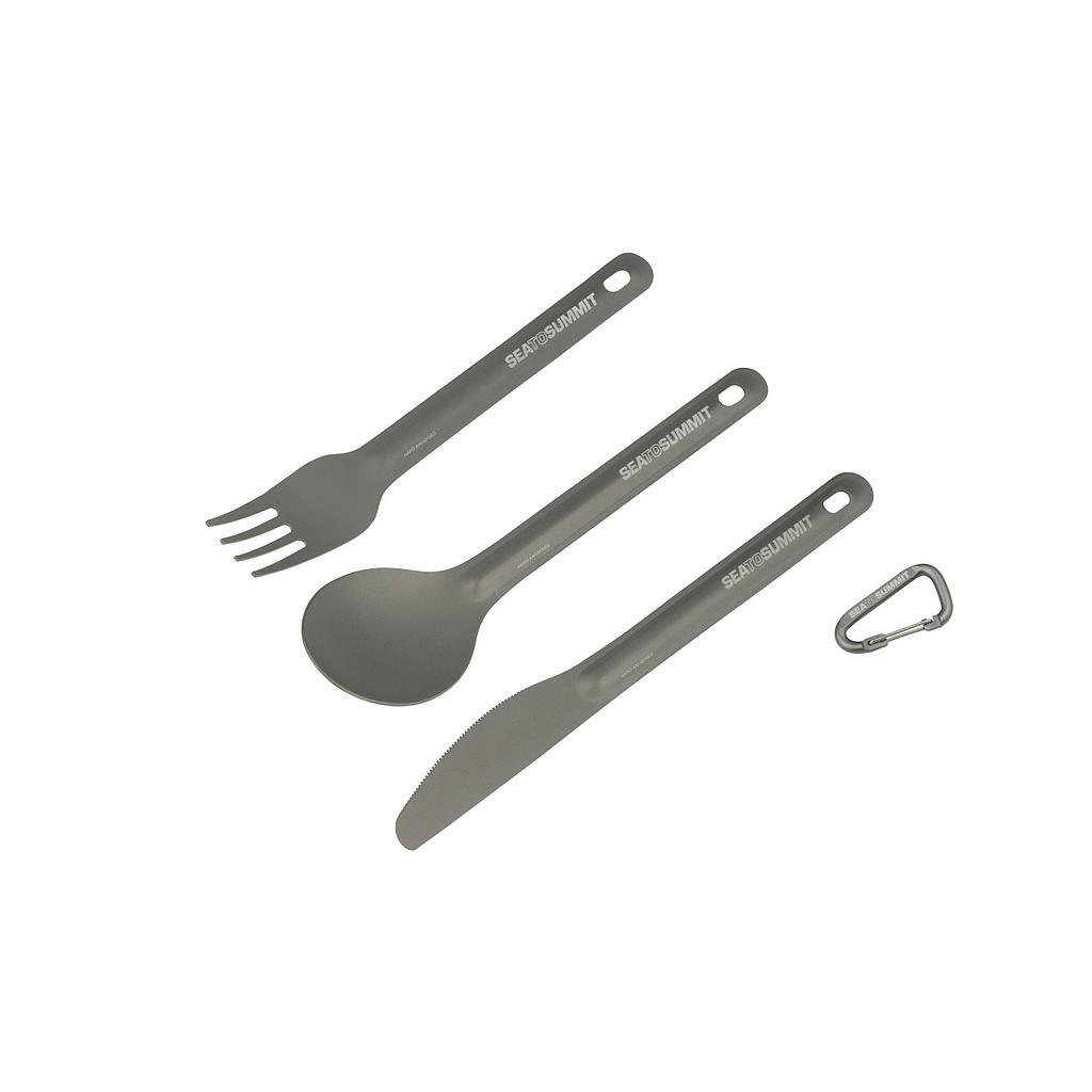 [00974640] AlphaLight Cutlery Set 3pc (Knife, Fork and Spoon) Grey Anodised