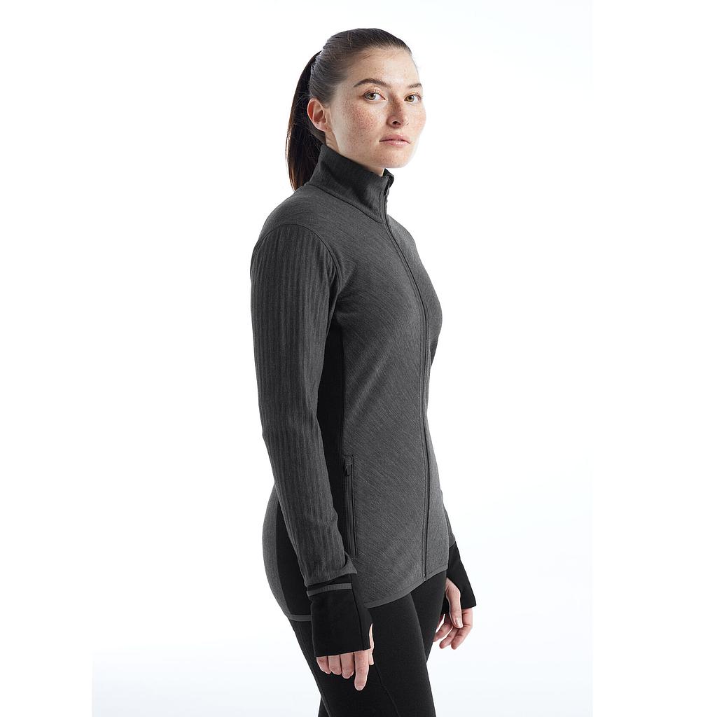 W's Descender LS Zip - Small Jet Heather