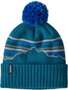 Powder Town Beanie Fitz Roy Retro Stripe Knit: Crater Blue