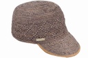 Raffia Crochet Cap With Special Weaving 55147-0 Teak/Sand