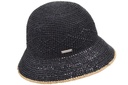 Raffia Crochet Cloche With Special Weaving 51144-0 Linen/Black