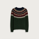 Men's Scottish Made Placement Fairisle Crew Green