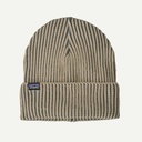 Fishermans Rolled Beanie Contrast Stripe: Weathered Stone