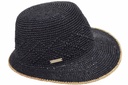 Raffia Crochet Cap With Special Weaving 55145-0 Black/Linen
